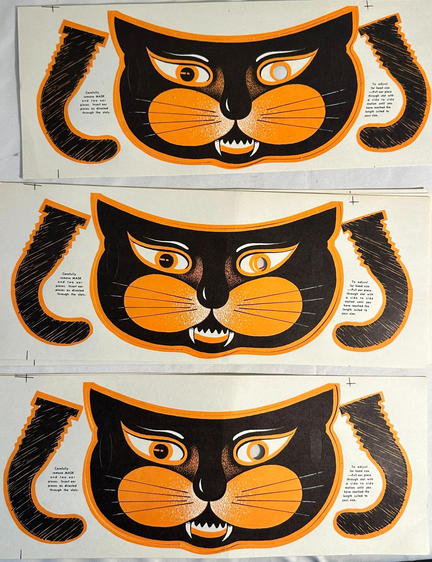Seven Vintage Halloween Black Cat Paper Masks (1 of 3)