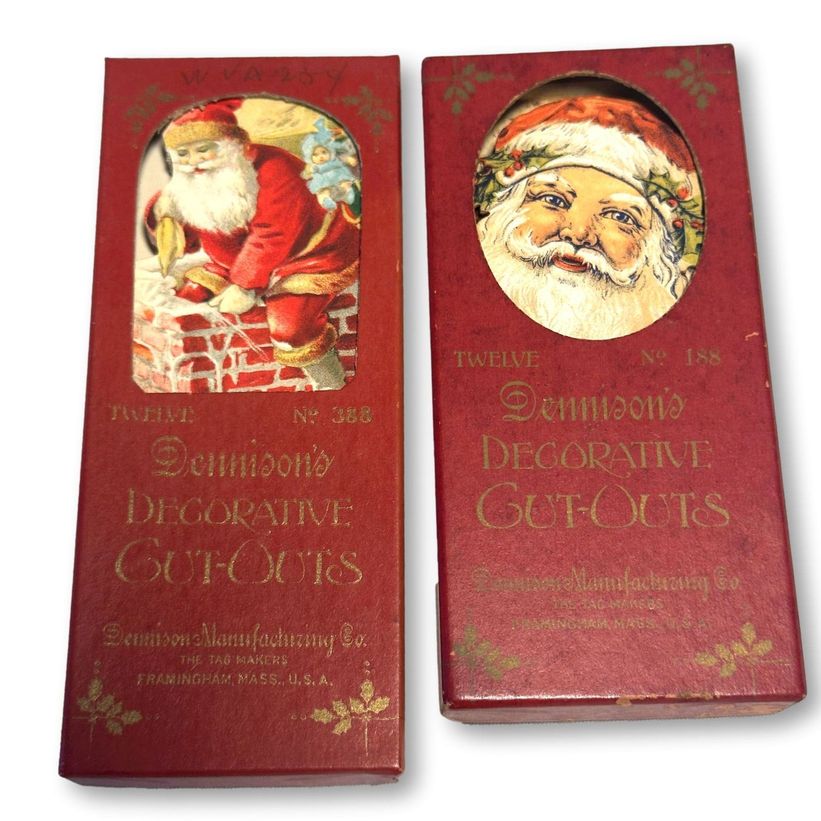 Two Boxes of Vintage Dennison's Christmas Santa Holiday Cut-Outs (1 of 4)