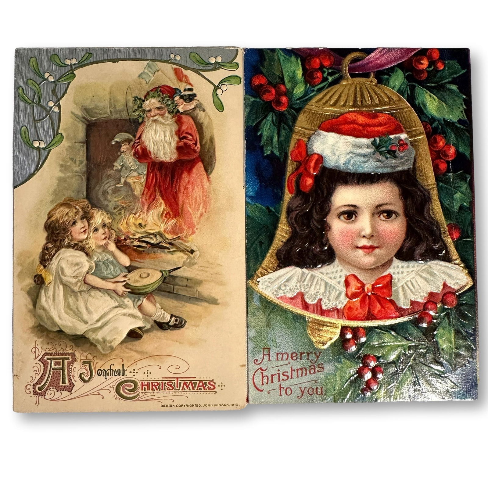 Antique Christmas Post Cards Including  1912 John Winsch (1 of 5)