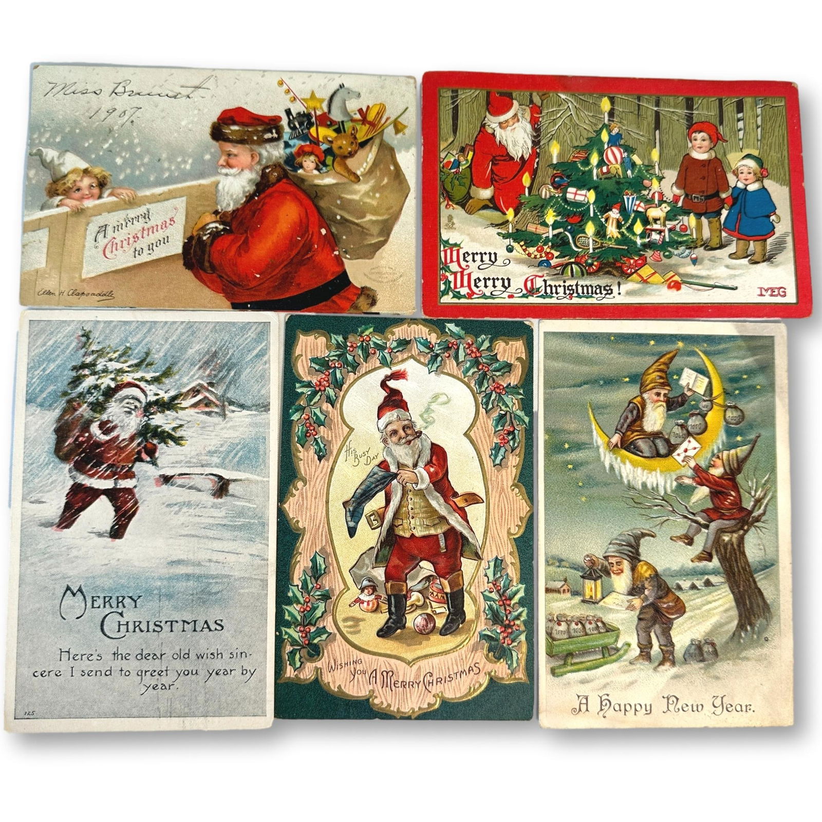 Lot of Antique Christmas Post Cards including Tucks (1 of 9)