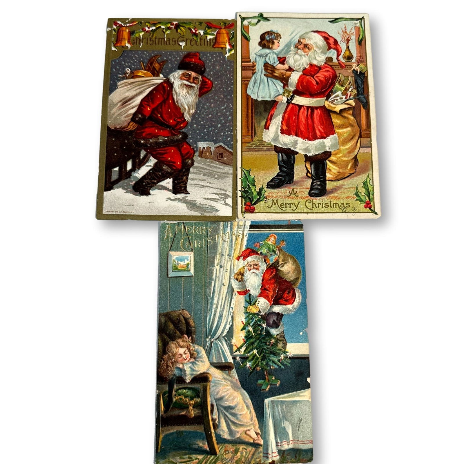 Three Antique Christmas Post Cards including 1909 L. R. Conwall (1 of 6)