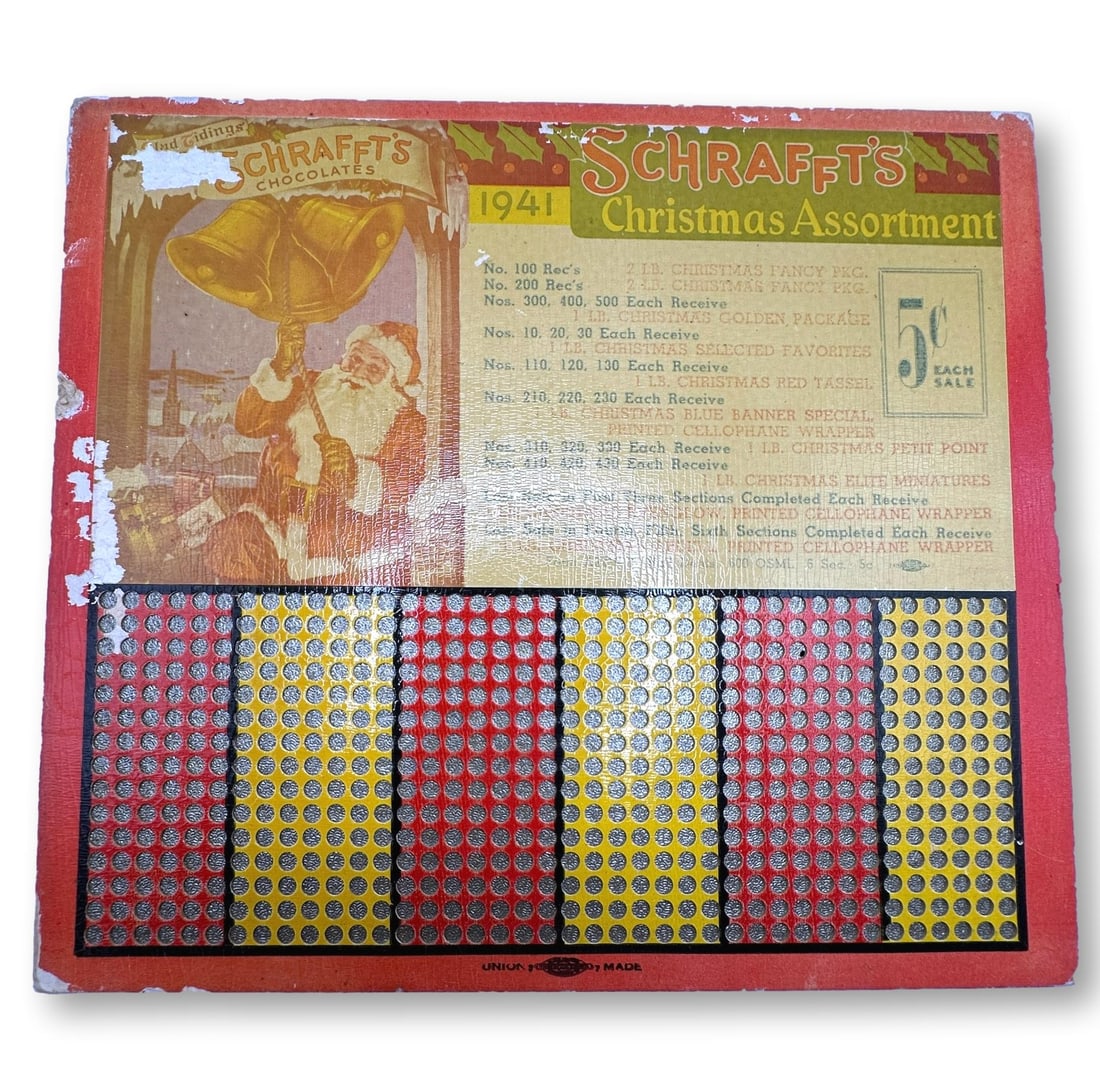 1941 Schrafft's Christmas Assortment Punch Board Game (1 of 6)