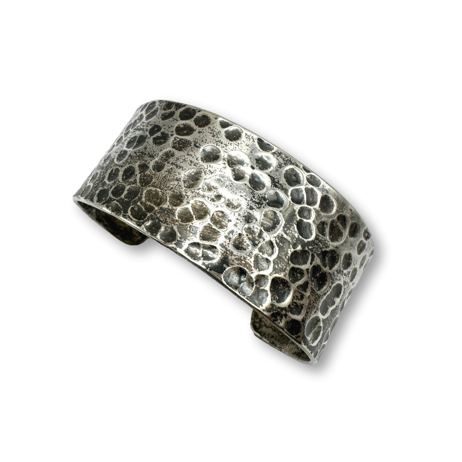 Vintage Los Ballesteros Mexican Sterling Silver Hammered Bangle Bracelet (1 of 8)