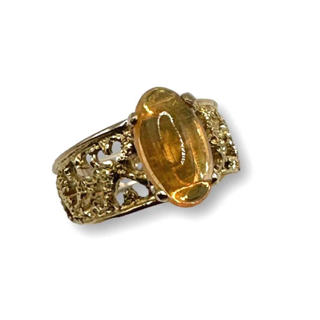 14K Gold Fire Opal Brutalist Ring (1 of 4)