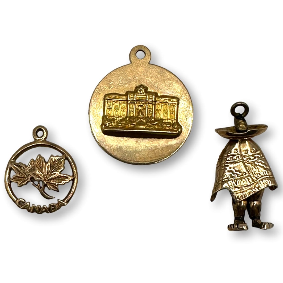 Three Vintage Gold Charms Including Canada and Mexico (1 of 9)