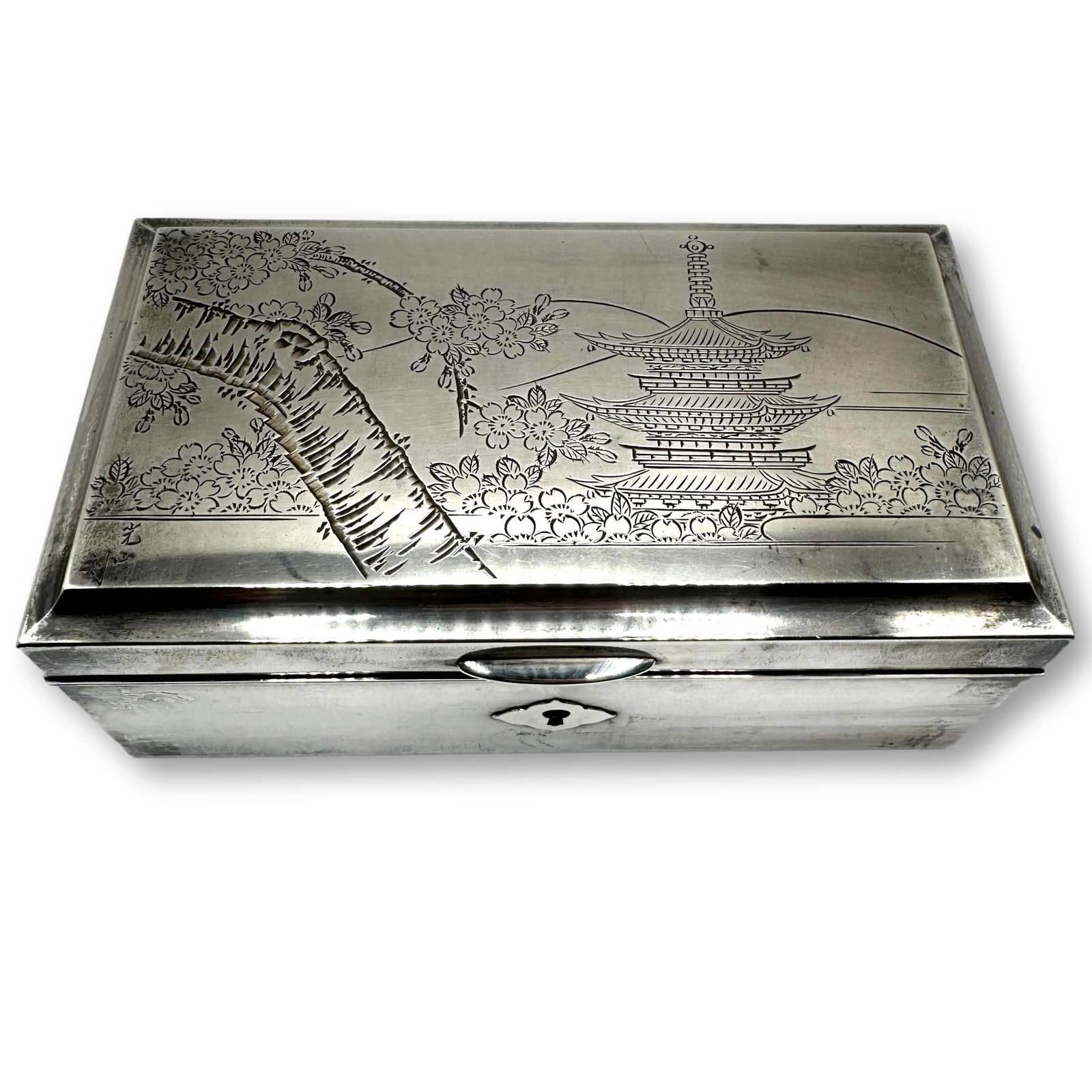 Chinese Export 950 Sterling Silver Jewelry Box with Wood and Felt Lining (1 of 12)