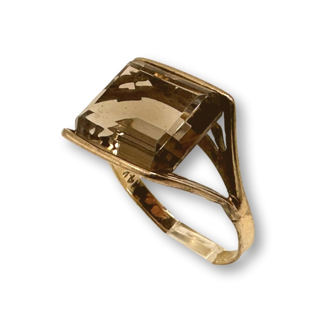 Mid Century Smokey Topaz 14K Ring (1 of 6)