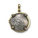 Spanish Shipwreck Coin Mounted in 14K Gold Pendant