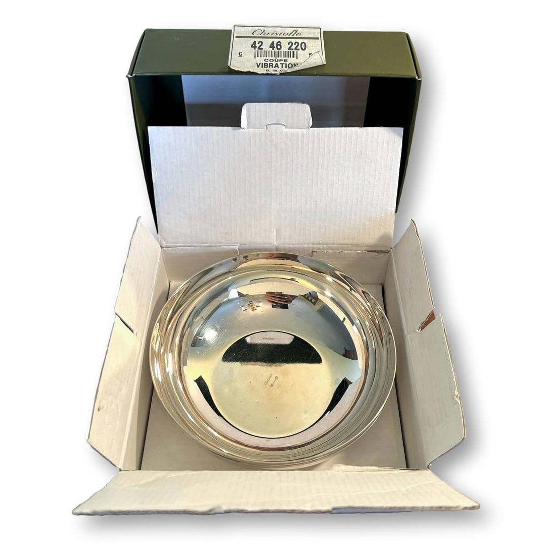 New in Box Christofle Silverplate Bowl: Refer to photos for additional condition information as they are a part of the description. Please note lots may show signs of wear commensurate with age and use, and the lack of a statement regarding