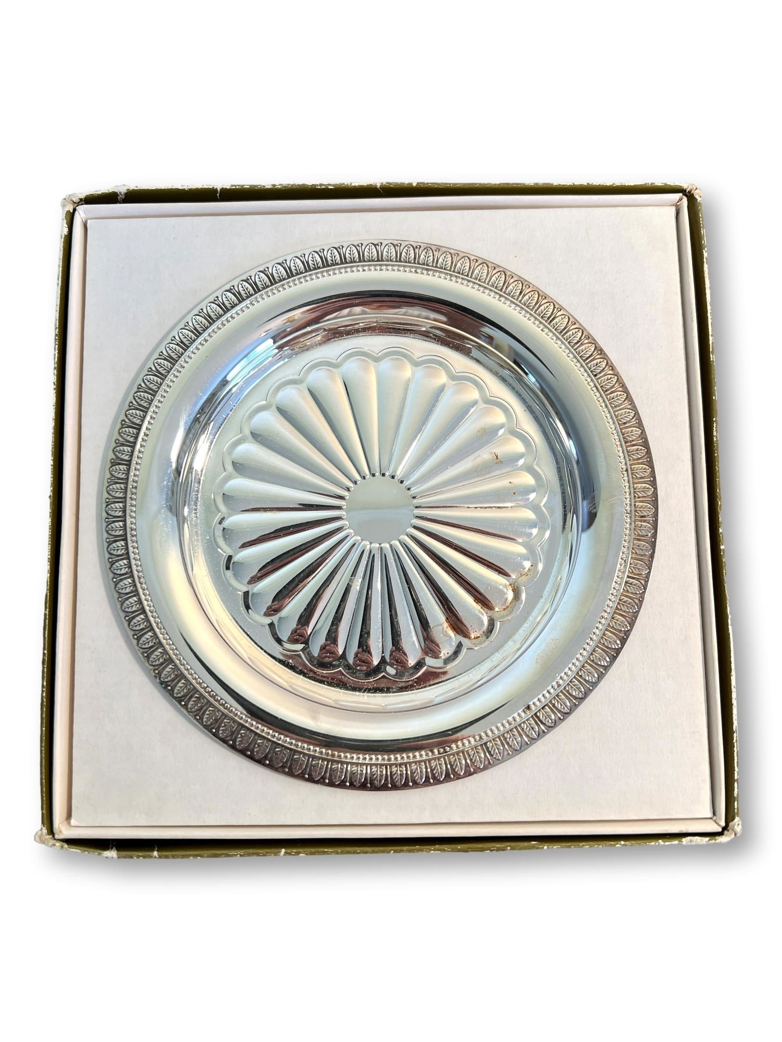 New in Box Christofle Silverplate Wine Coaster: Refer to photos for additional condition information as they are a part of the description. Please note lots may show signs of wear commensurate with age and use, and the lack of a statement regarding