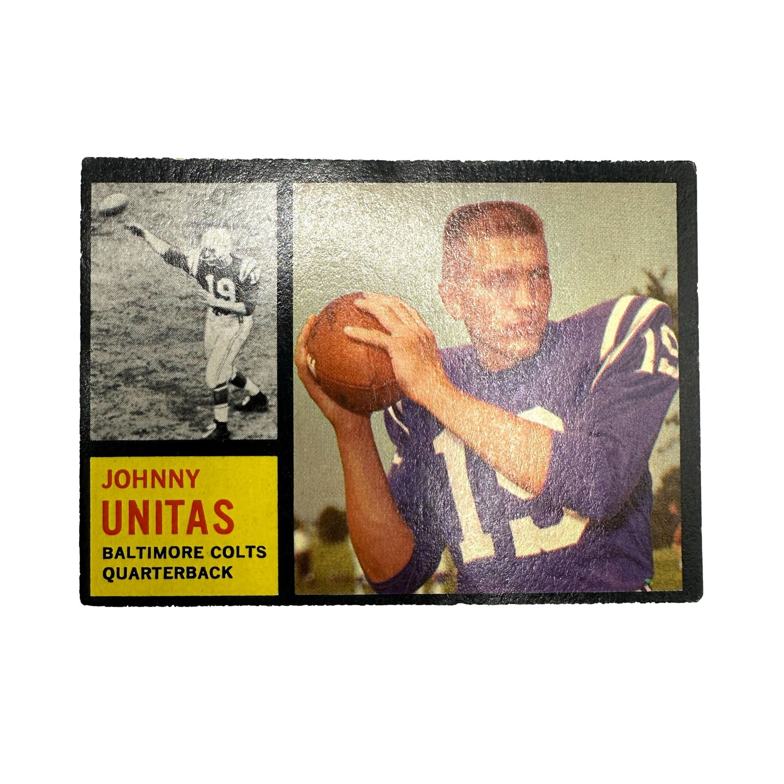 1962 Topps #1 Johnny Unitas Baltimore Colts Football Card (1 of 2)