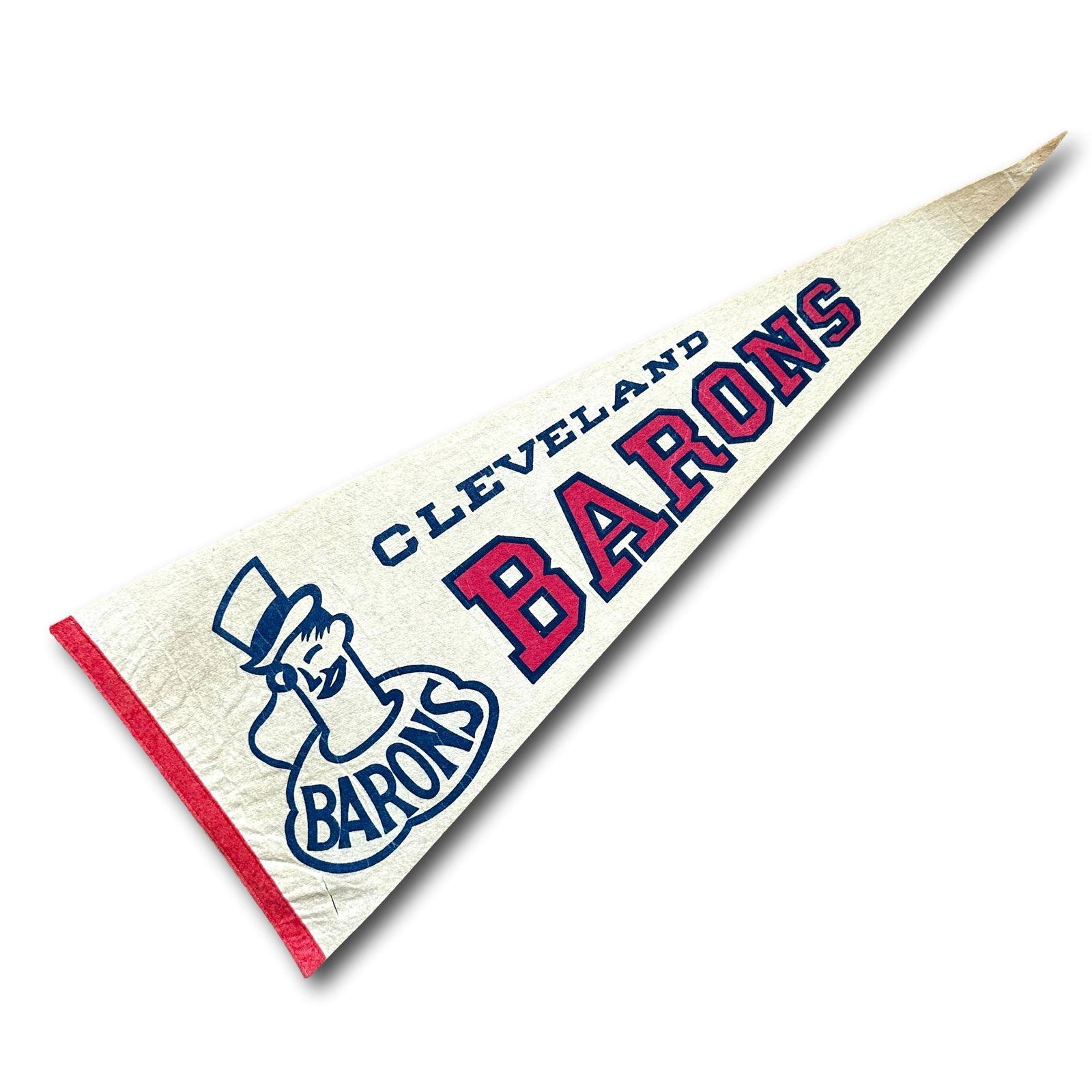 Rare Cleveland Barons Full Size Pennant 1976-1978: Refer to photos for additional condition information as they are a part of the description. Please note lots may show signs of wear commensurate with age and use, and the lack of a statement regarding
