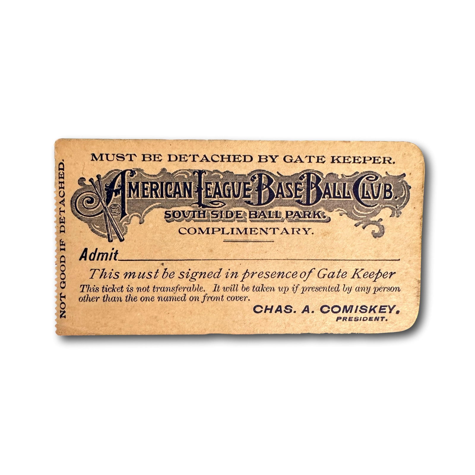 Rare 1906 Ticket Pass to Chicago South Side Ball Park (1 of 2)