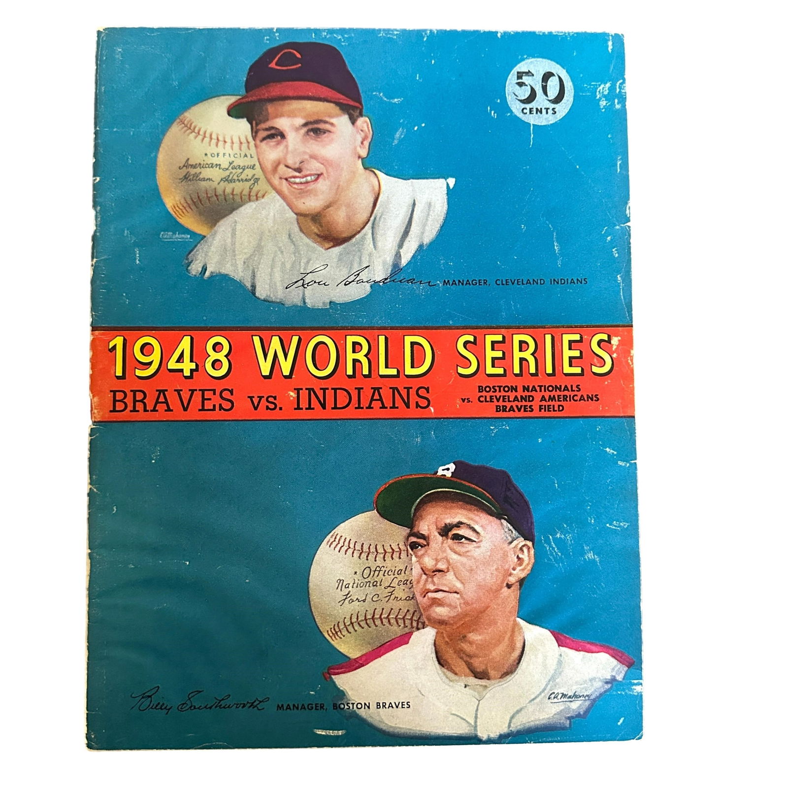 1948 World Series Braves Vs. Indians Unscored Program with Clint Conatser Autograph (1 of 12)