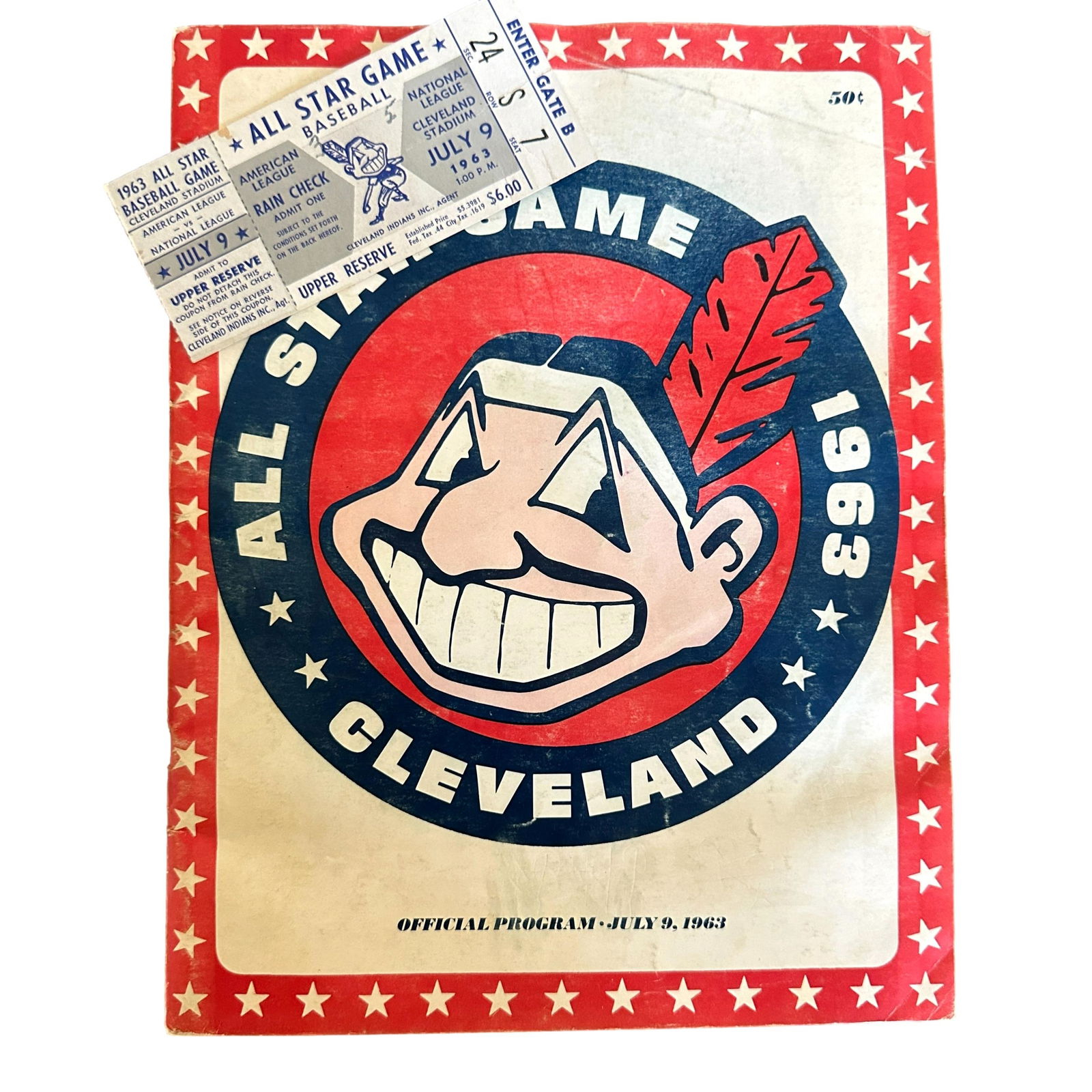 1963 Cleveland Indians All Star Game Program and Ticket (1 of 9)