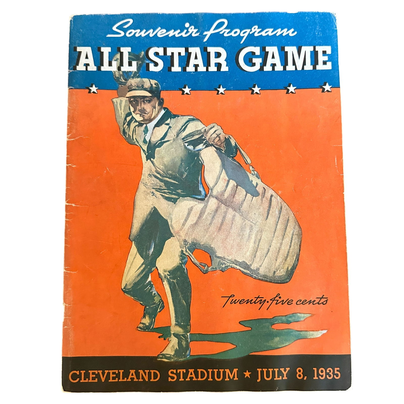 July 8, 1935 Cleveland Stadium Unscored All Star Game Souvenir Program with Railway Pass (1 of 9)