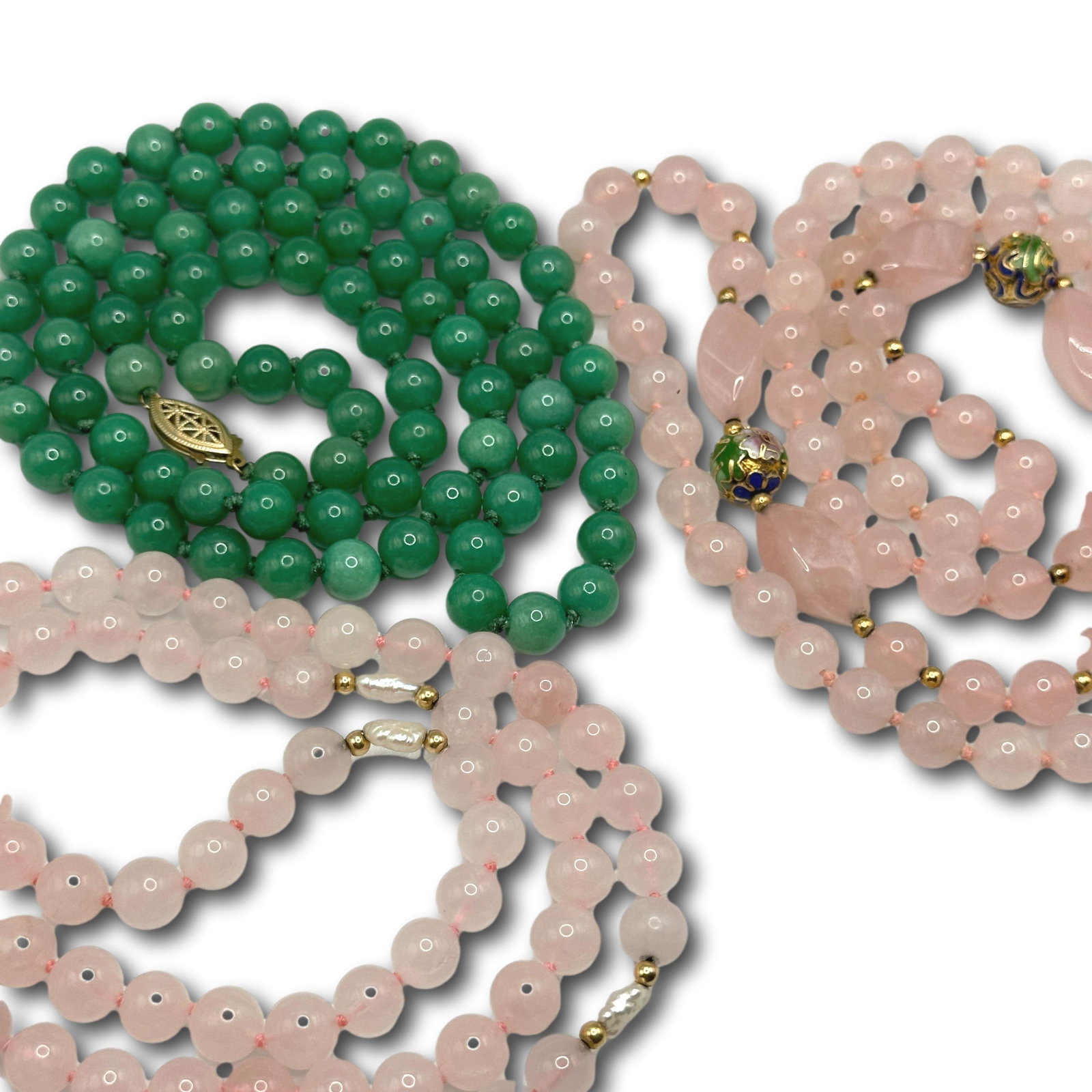 Jade and Rose Quartz Beaded Necklaces (1 of 4)