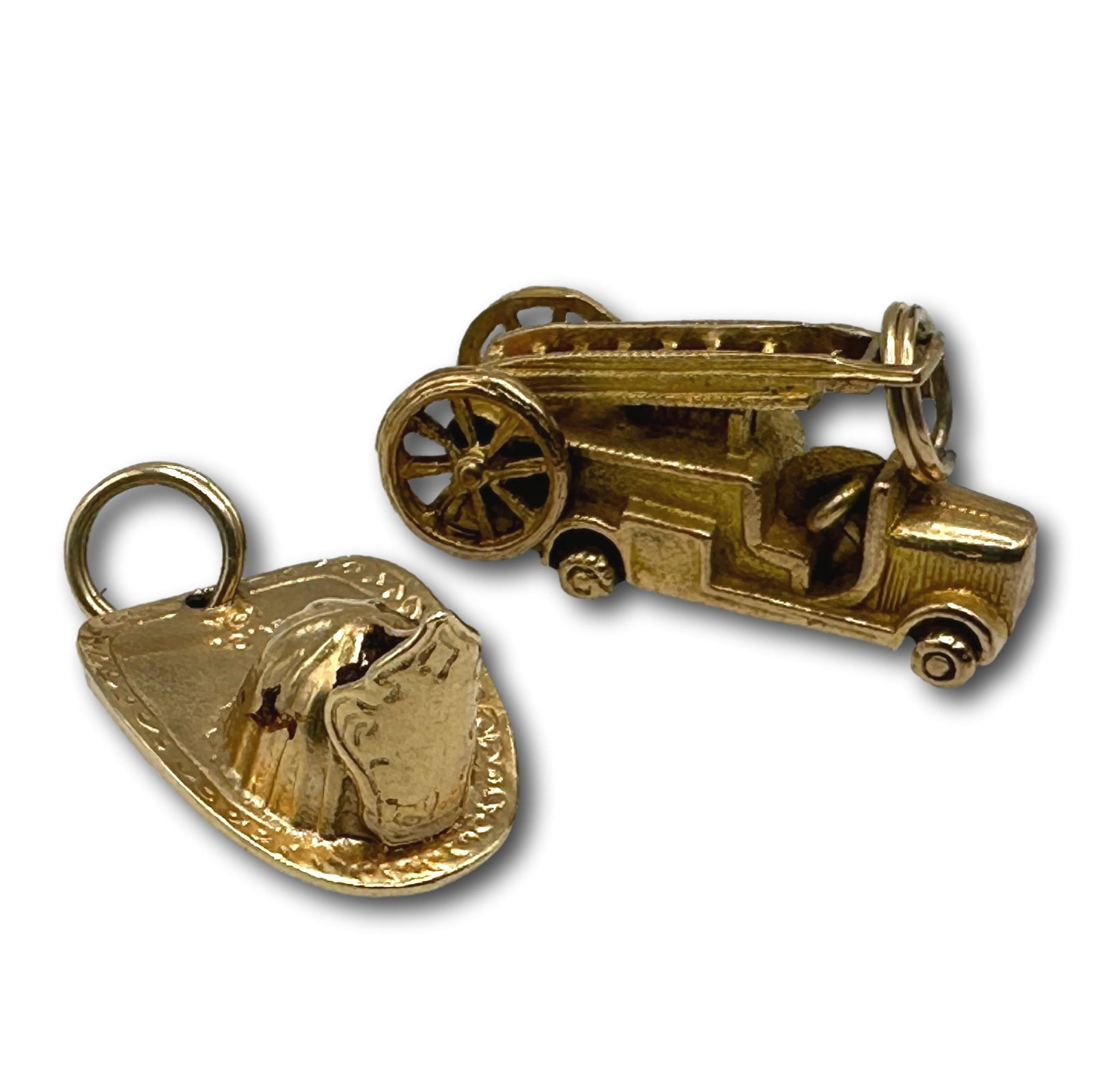 14K Gold Fireman's Helmet and Fire Truck Charms (1 of 7)
