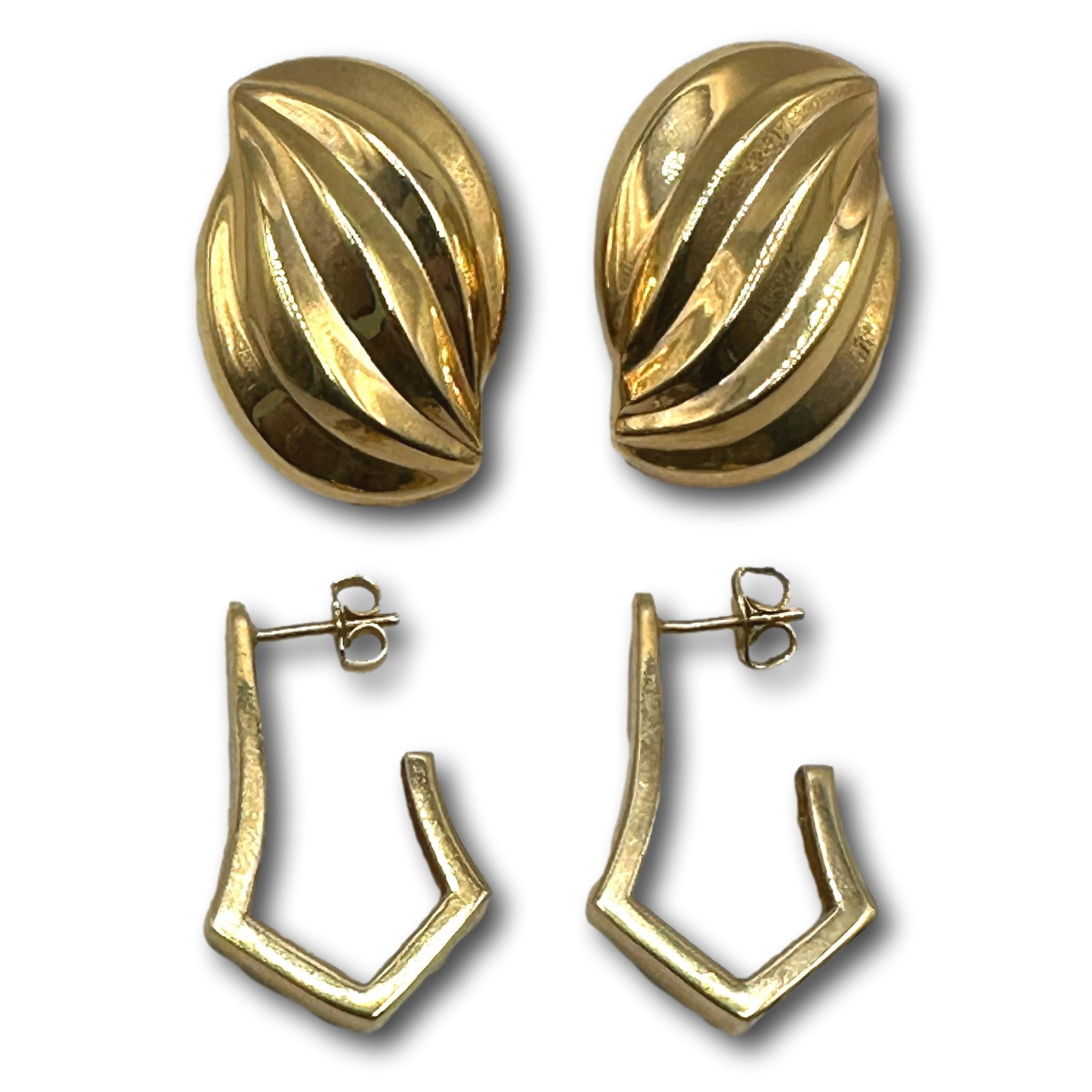 2 Pair of 14K Gold Earrings (1 of 6)