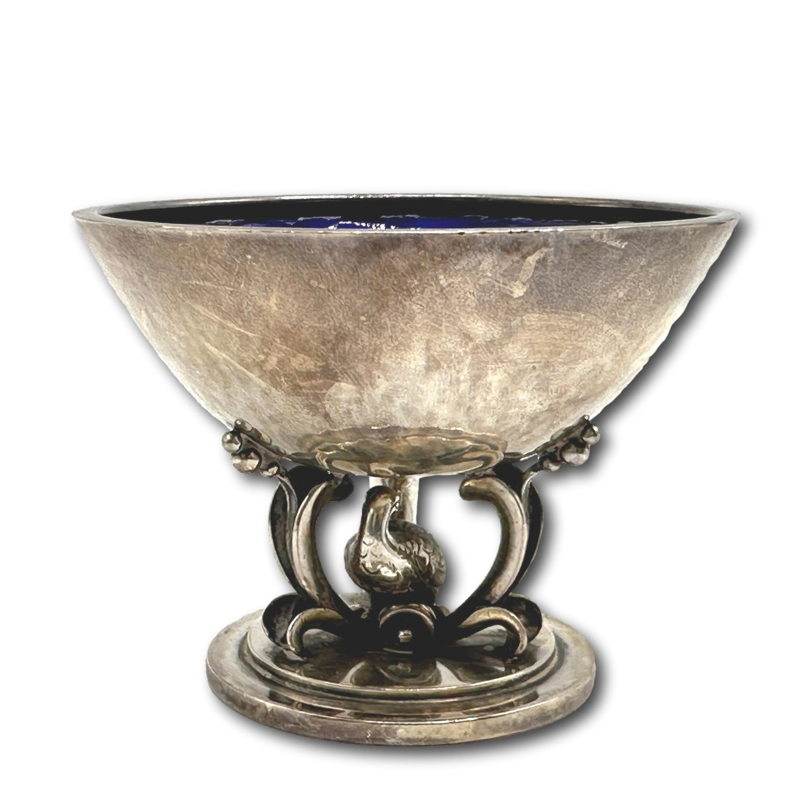 Early Georg Jensen Blue Enameled Sterling Silver Salt or Small Bowl (1 of 7)