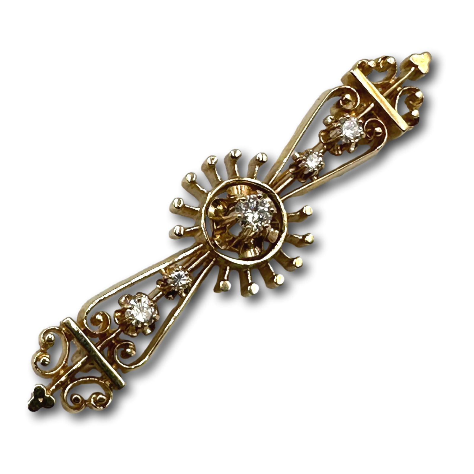 Diamond and 14K Gold Victorian Bar Pin (1 of 5)