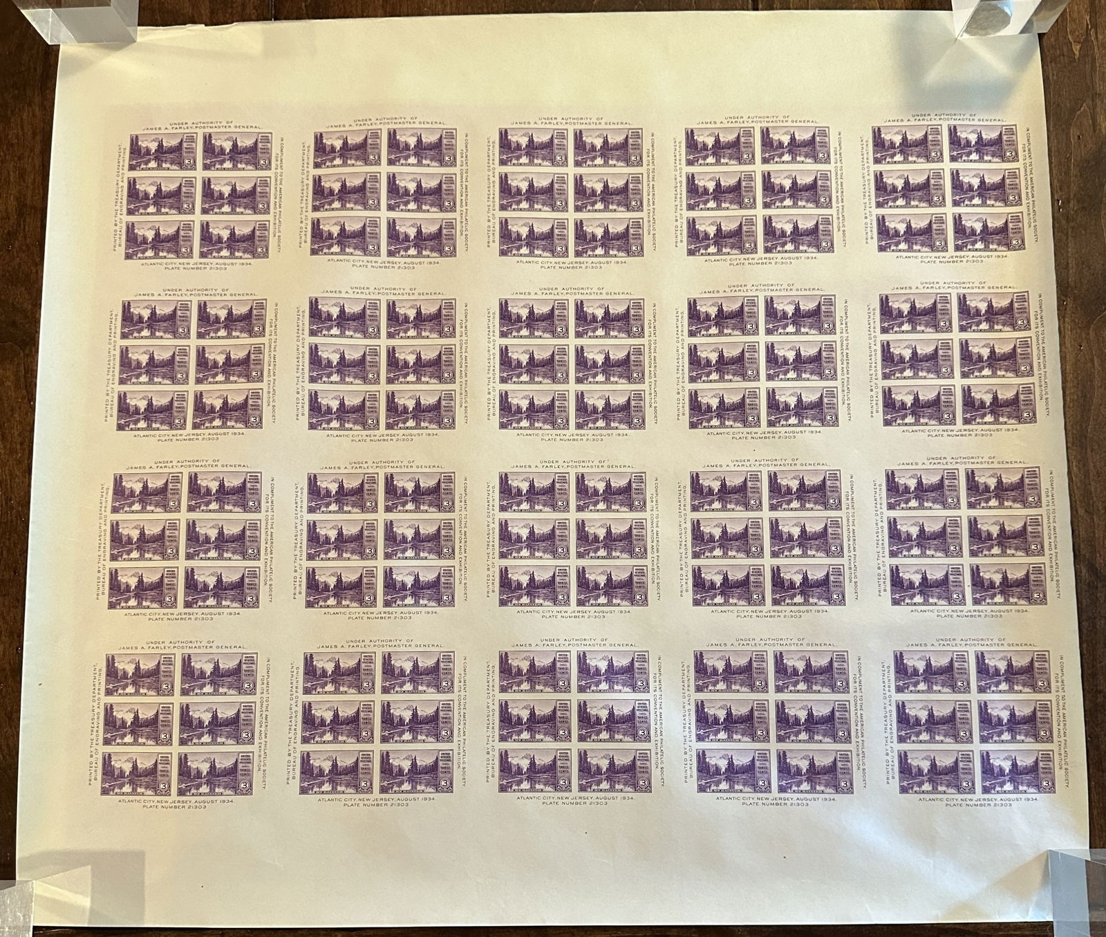 Farley’s Follies Full Mint Sheet Mt. Ranier 3 Cent Stamps (1 of 4)