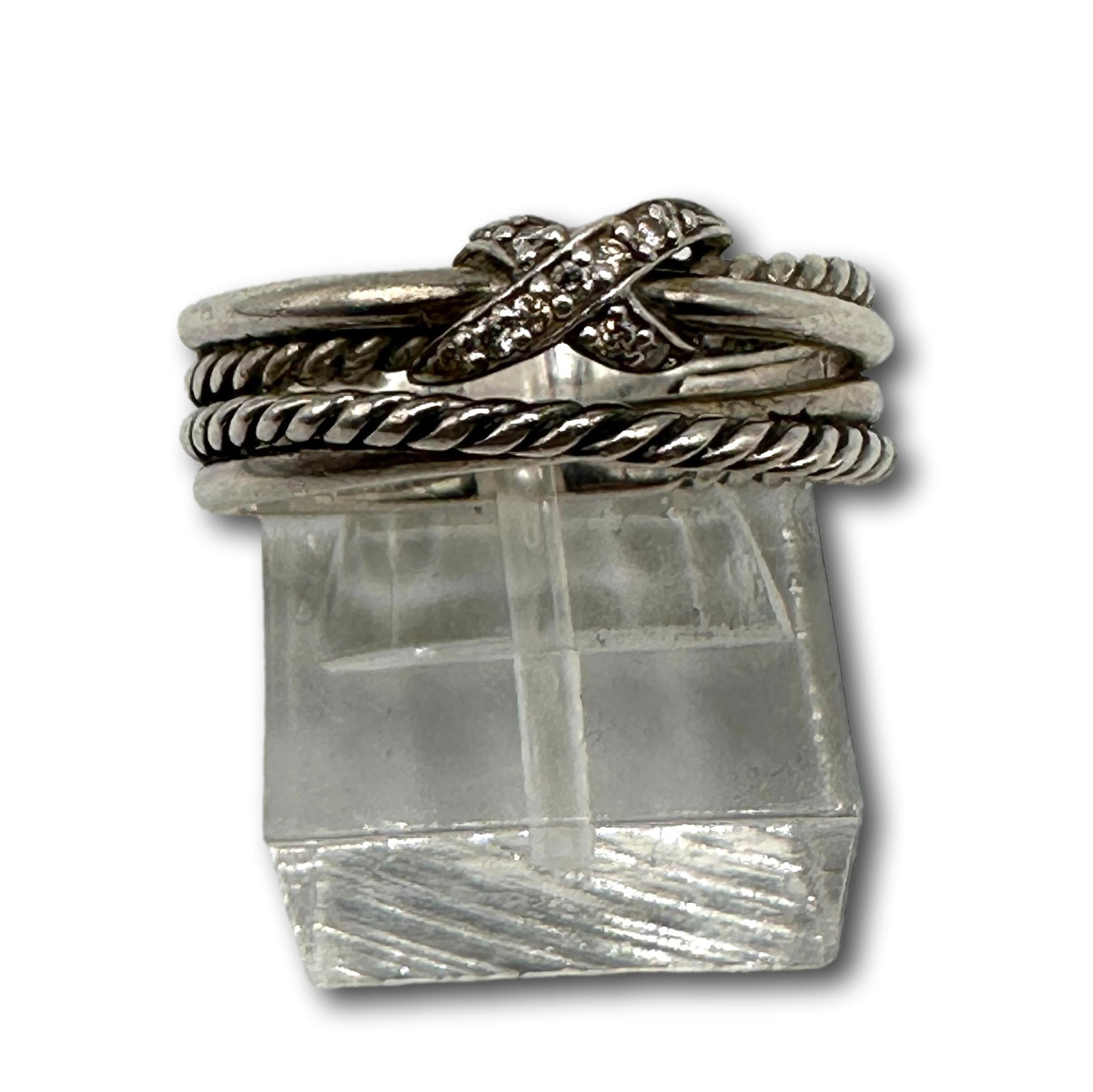 David Yurman Sterling Silver & Diamond Ring (1 of 5)
