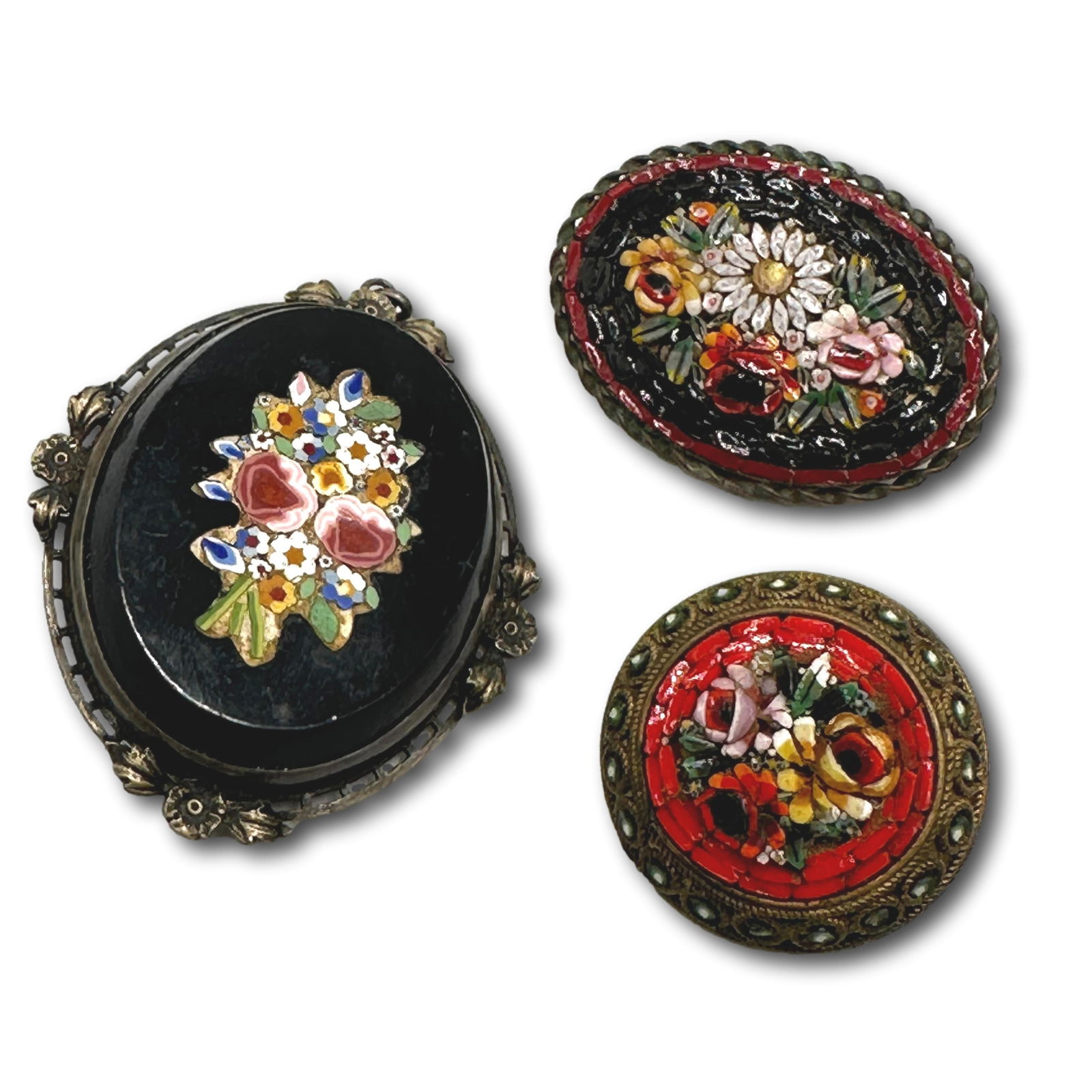 Collection of Vintage Micromosaic Floral Brooches Pins (1 of 7)