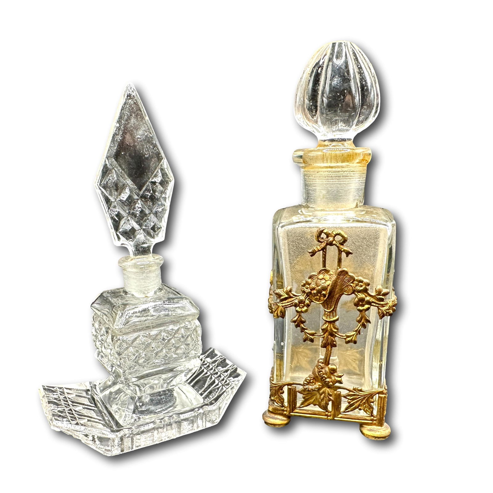 Apollo Ormolu Encrusted and Pressed Glass Perfume Bottles (1 of 8)