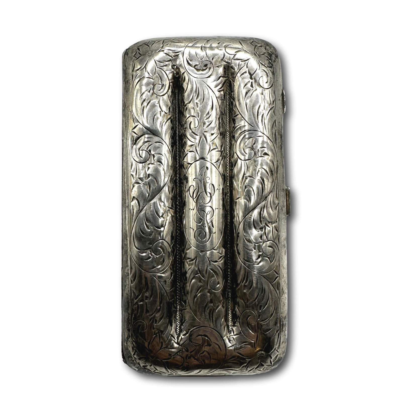 Antique Hand Chased Sterling Silver Cigar Case (1 of 11)