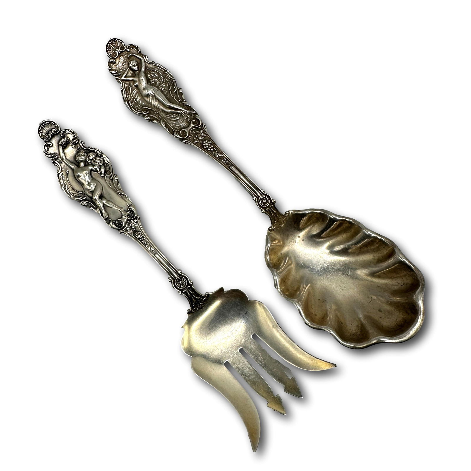 Antique Sterling Silver Mother and Child Mechanic's Silver Co Spoon and Fork (1 of 9)