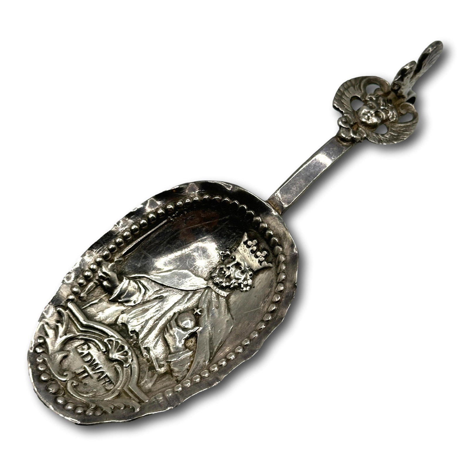 Antique English Sterling Silver Wine Tasting Spoon: Refer to photos for additional condition information as they are a part of the description. Please note lots may show signs of wear commensurate with age and use, and the lack of a statement regarding