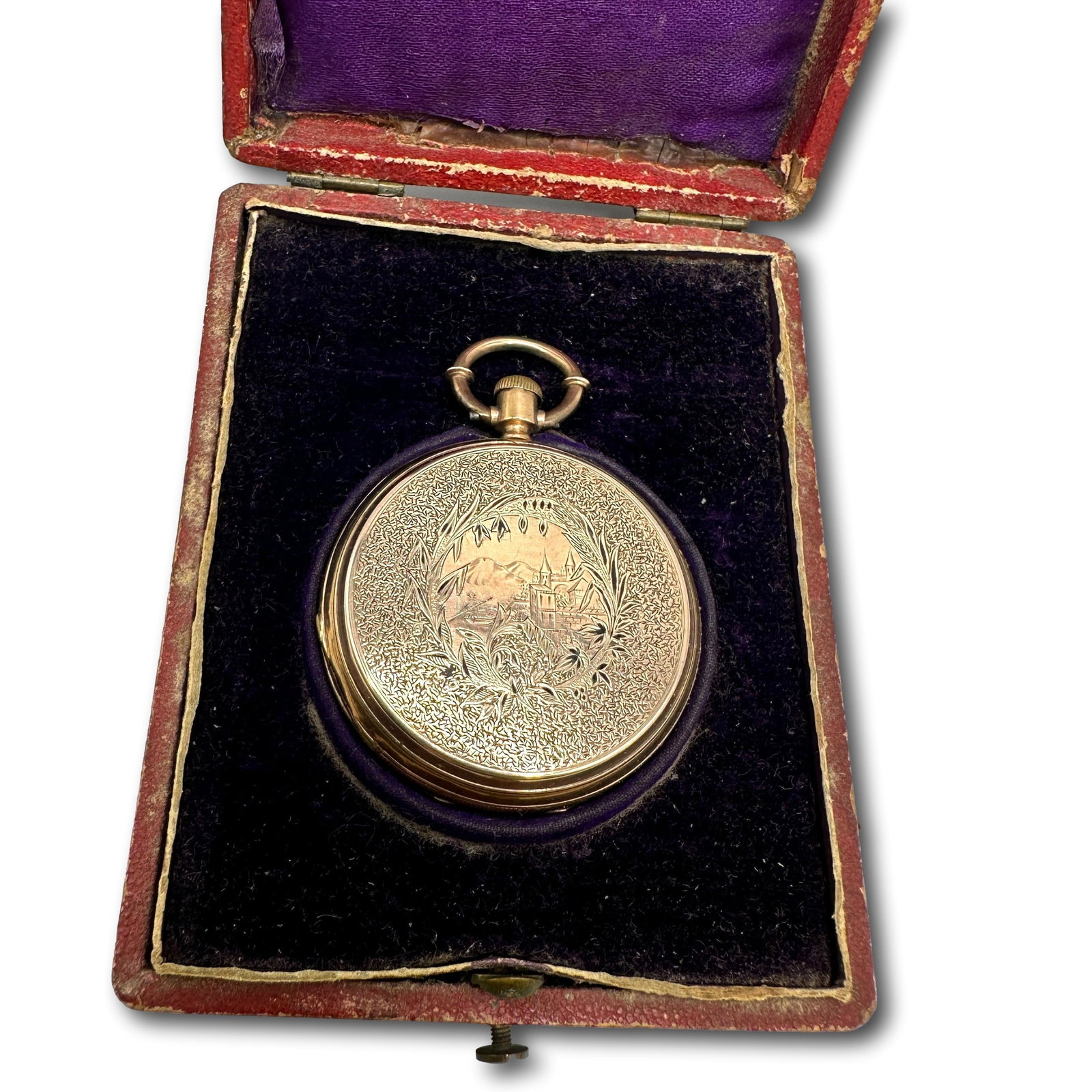 Antique Huguenin 8K Key Wind Gold Pocket Watch: No key. Not tested - working condition unknown. Total weight 45.2 grams. Tested to be 8K gold with an XRF gun. Refer to photos for additional condition information as they are a part of the descriptio