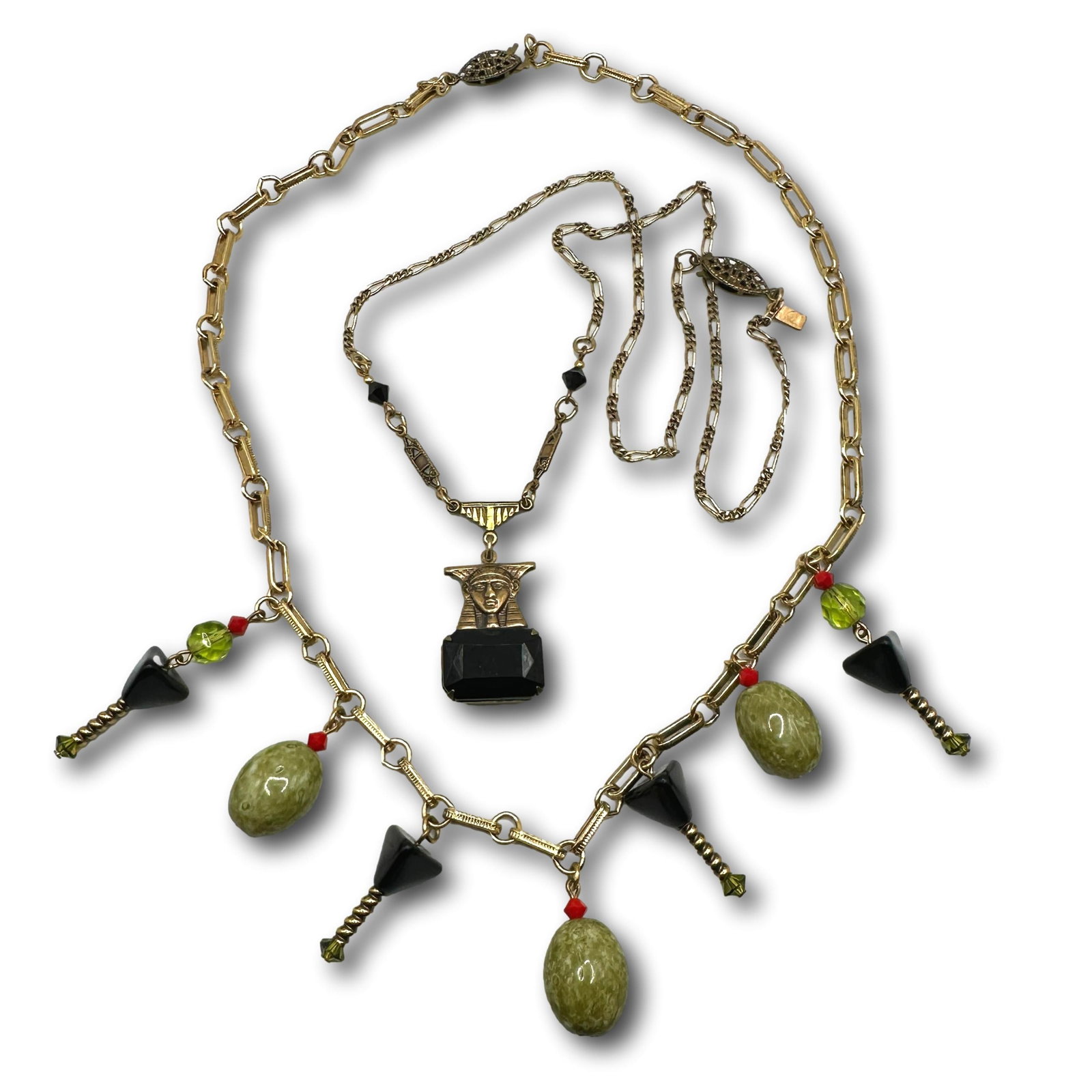 Egyptian Motif and Martini Olive & Glass Necklace (1 of 5)