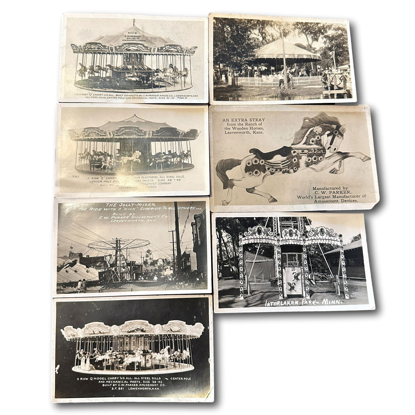 Collection of Early 1900's Carousel Amusement Park Photo Post Cards (1 of 10)