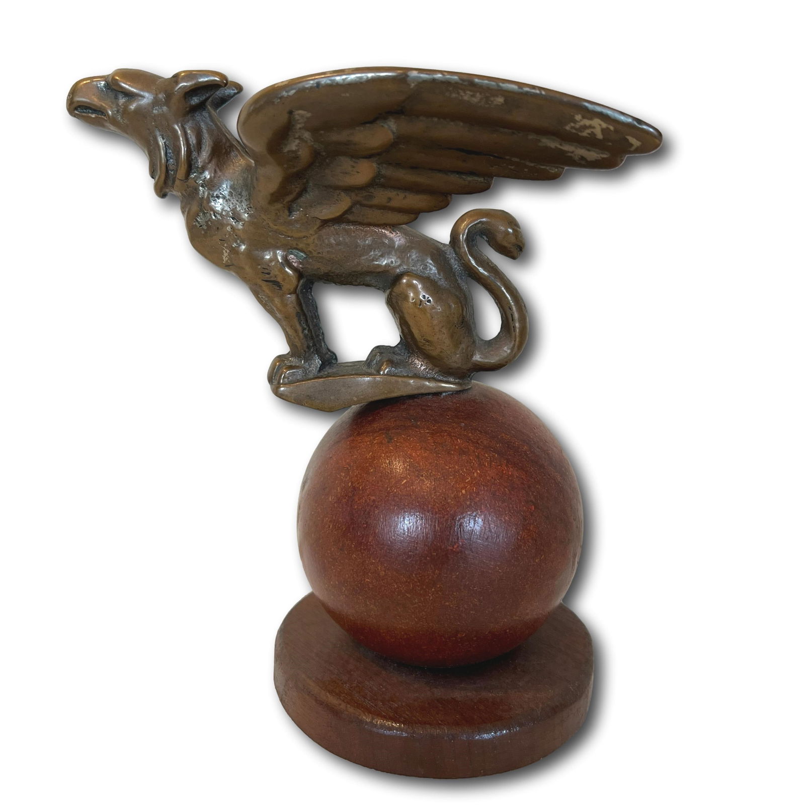 Vintage Gardener Griffith Hood Ornament Mounted on Decorative Base (1 of 10)