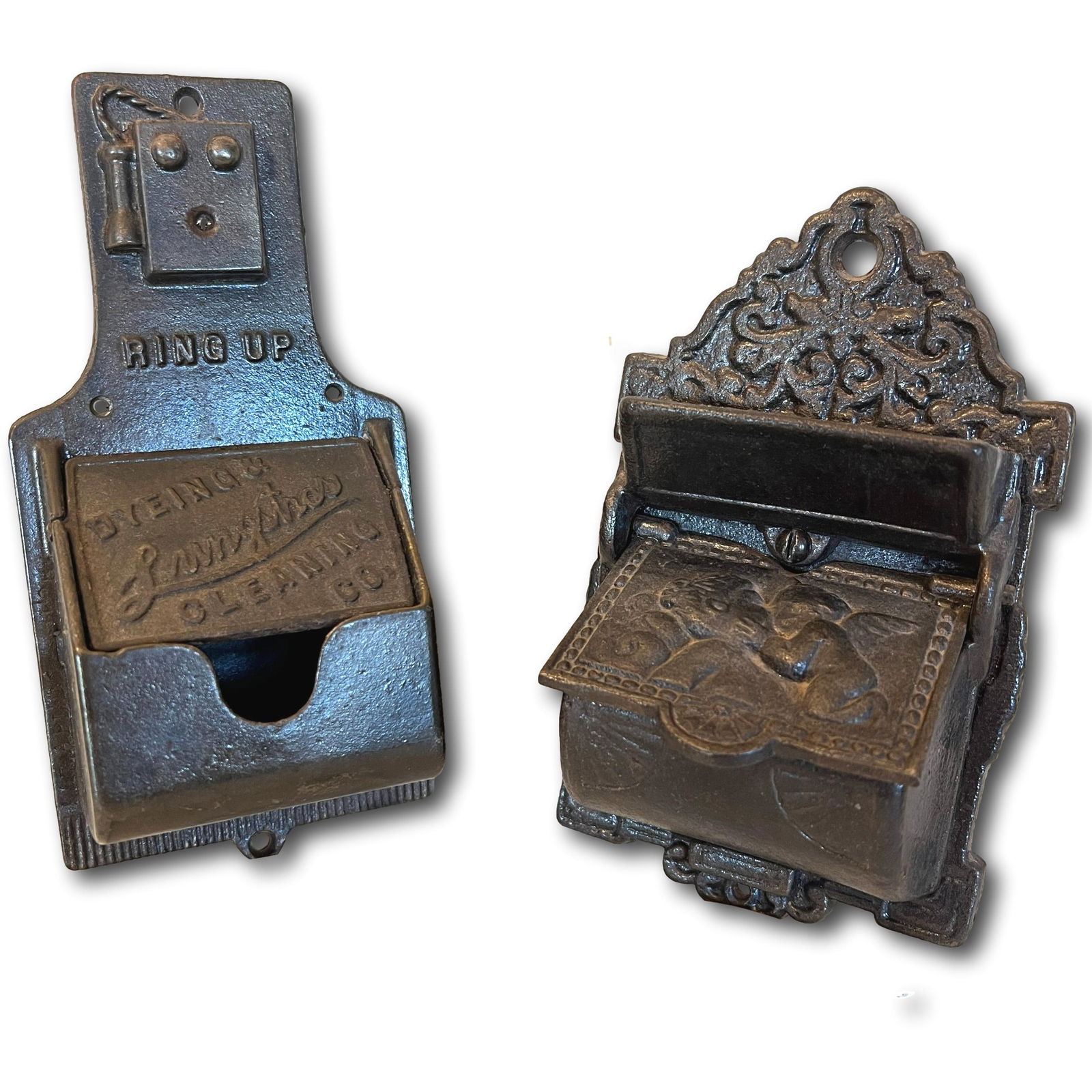 Pair of Antique Match Holder Wall Safes (1 of 11)