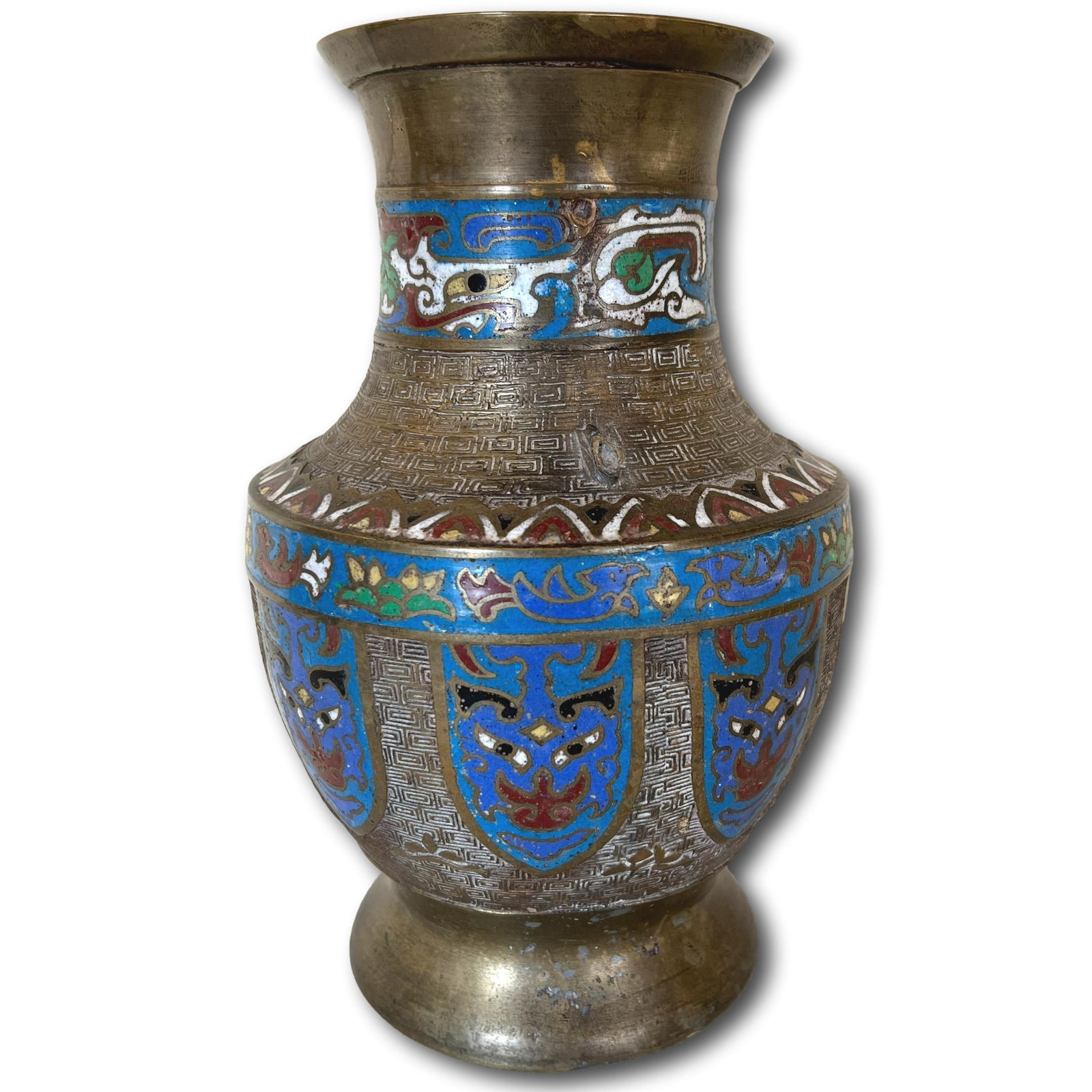 Chinese Champleve Bronze Handled Vase (1 of 13)