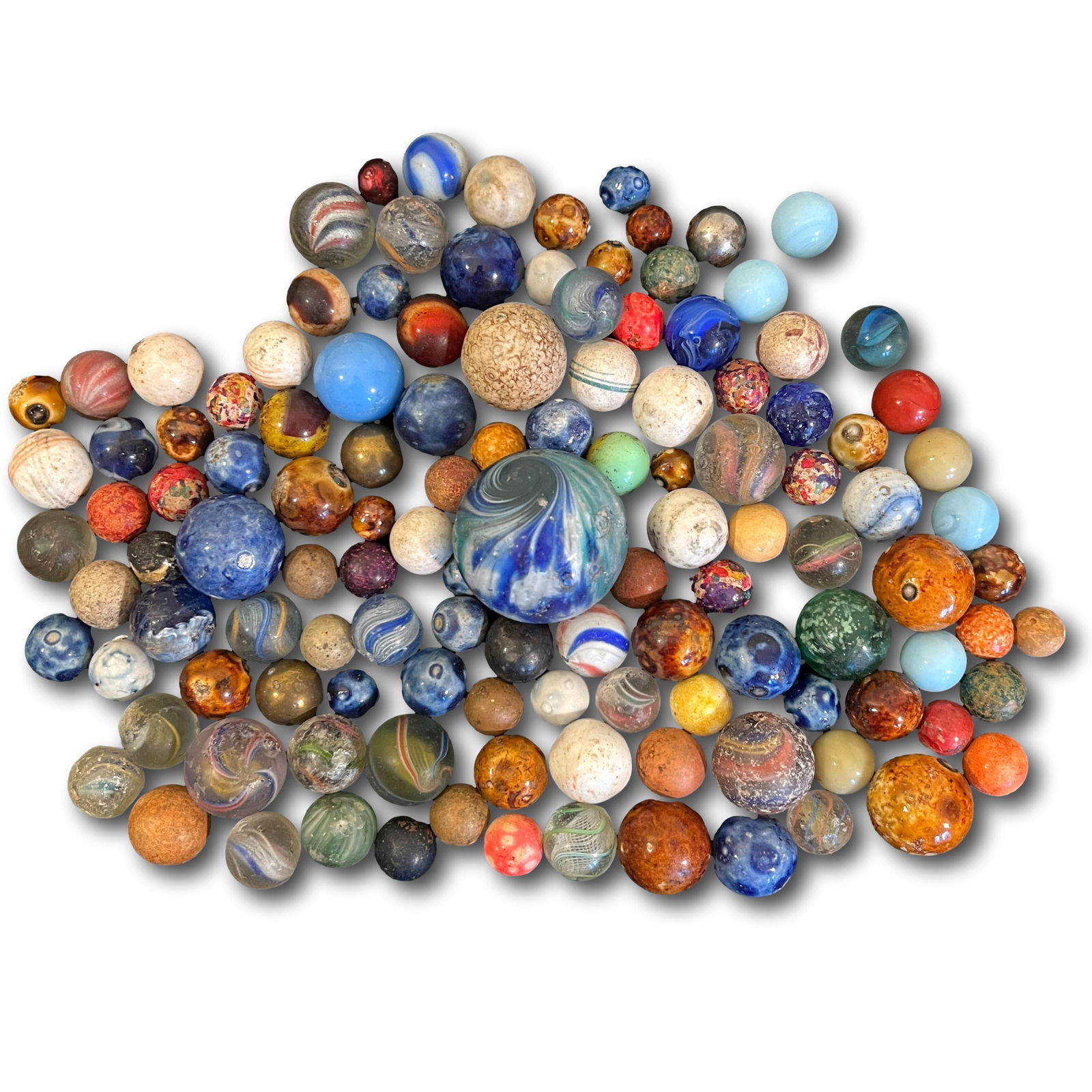 Lot of Vintage Marbles: Refer to photos for additional condition information as they are a part of the description. Please note lots may show signs of wear commensurate with age and use, and the lack of a statement regarding