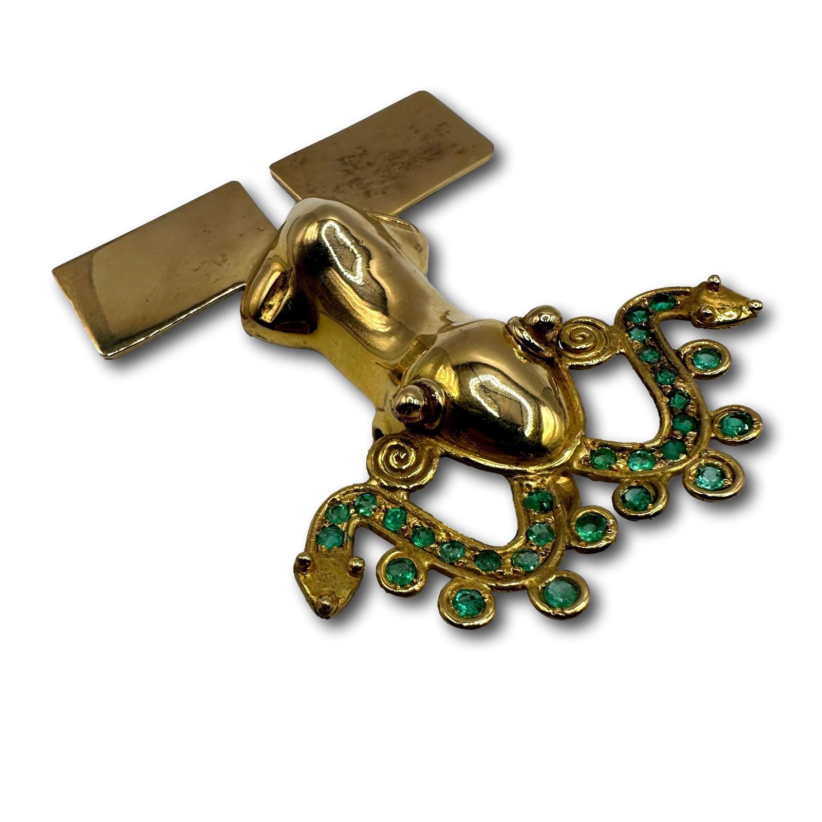 Pre-Columbian Style 18K Gold and Emerald Frog Pendant (1 of 8)