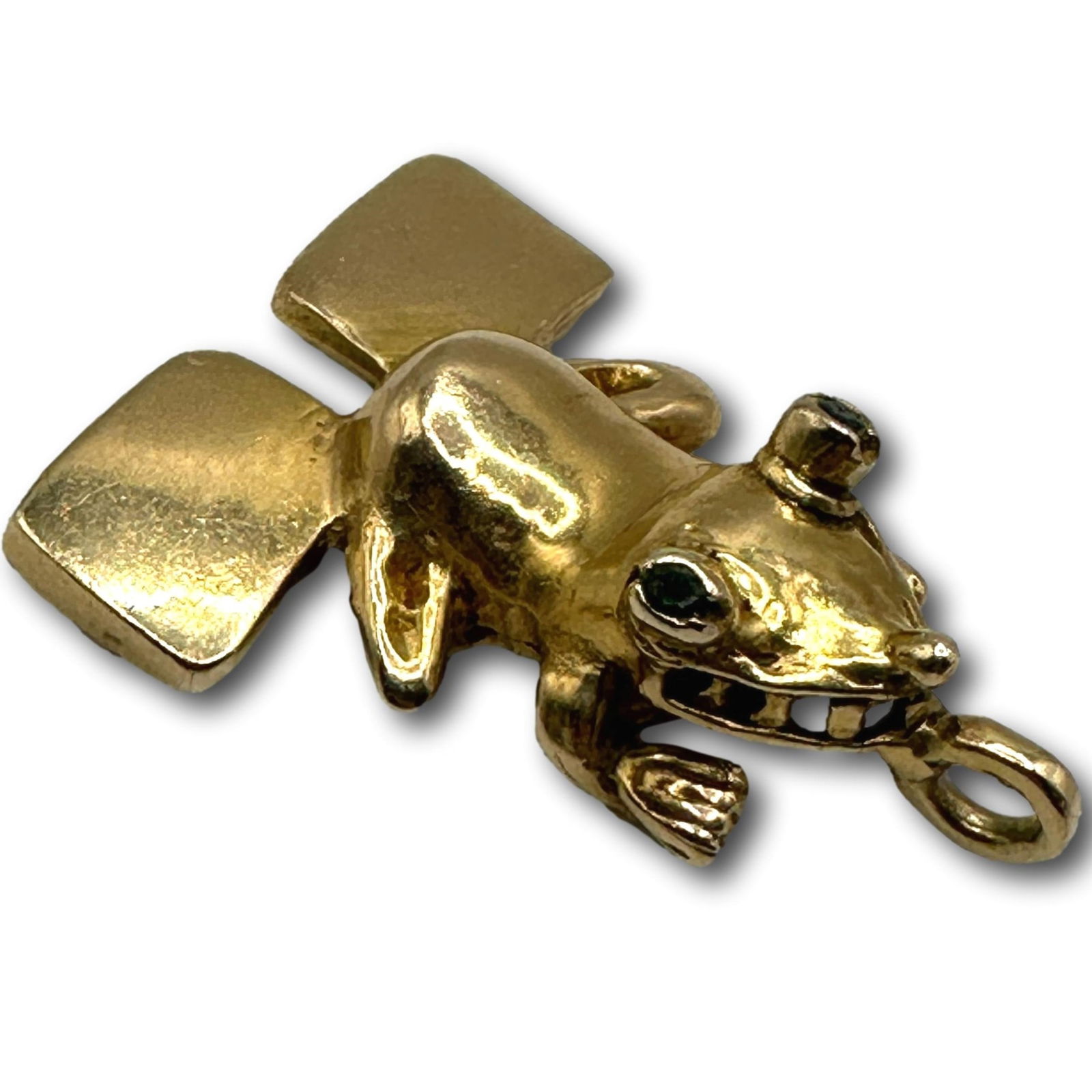 14K Gold Frog Pendant with Emerald Eyes (1 of 5)