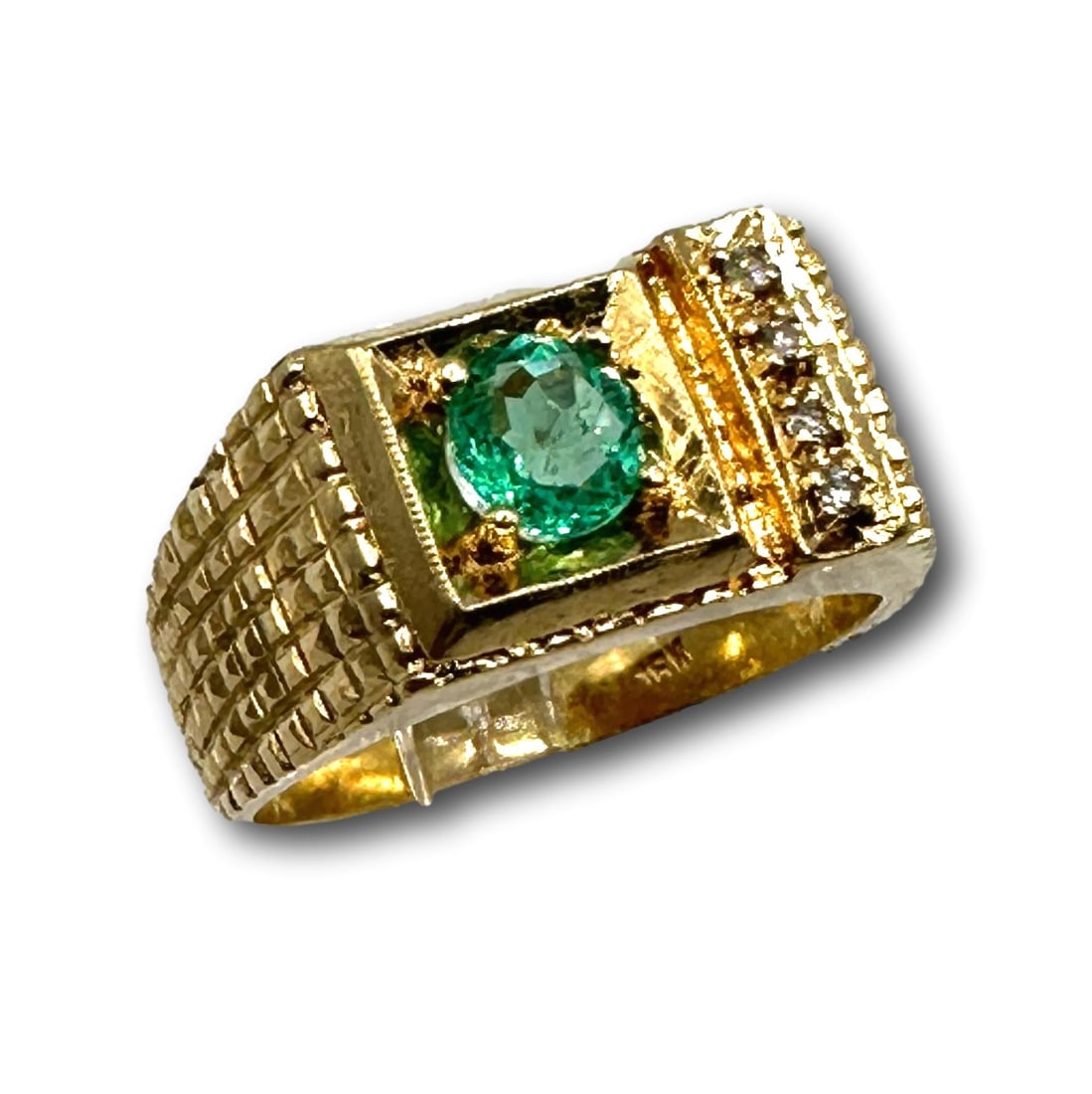 Mid Century 14K Gold Emerald and Diamond Ring (1 of 7)