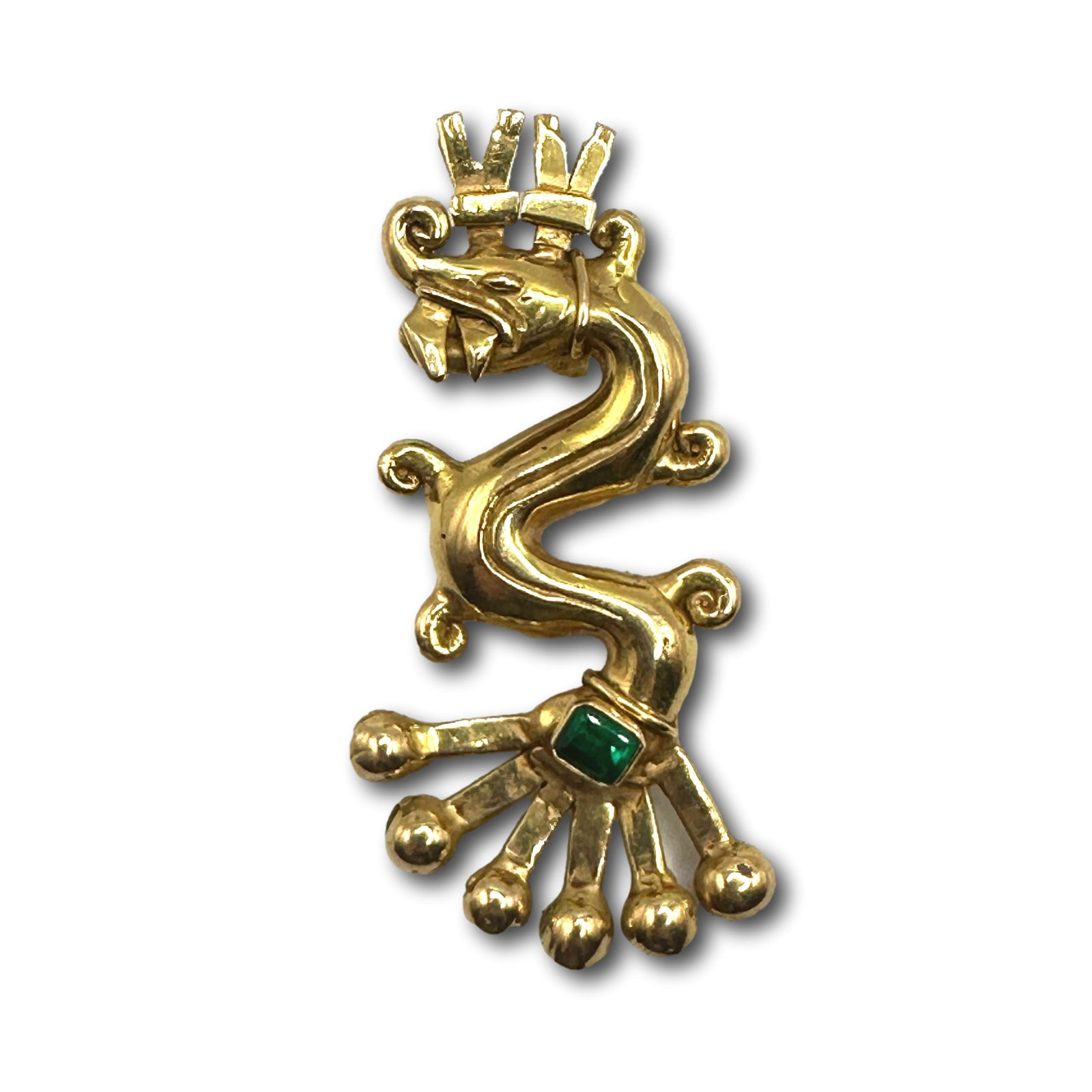18K Gold and Emerald Serpent Brooch after Los Castillos Mexico (1 of 7)