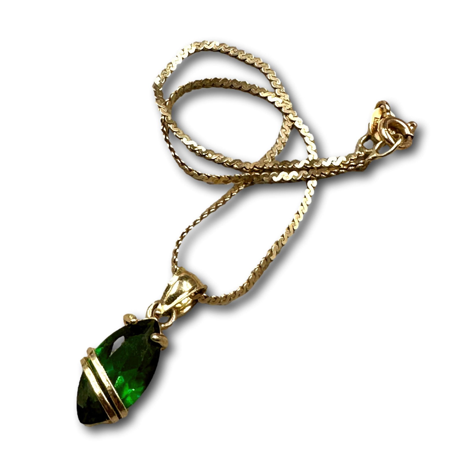 Marquis Cut Green Stone on 14K Gold Chain (1 of 4)