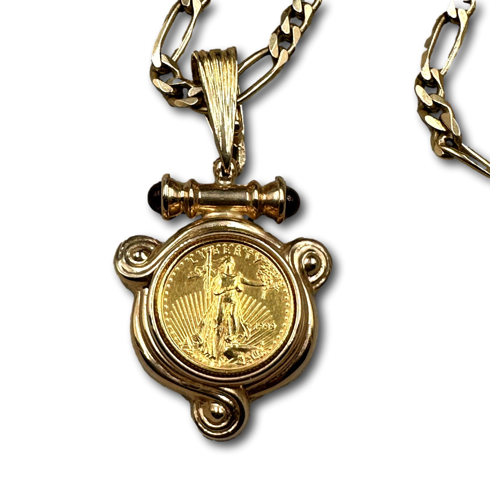 1999 US $5 Gold Coin in 14K Enhancer Pendant Bezel and Chain (1 of 7)