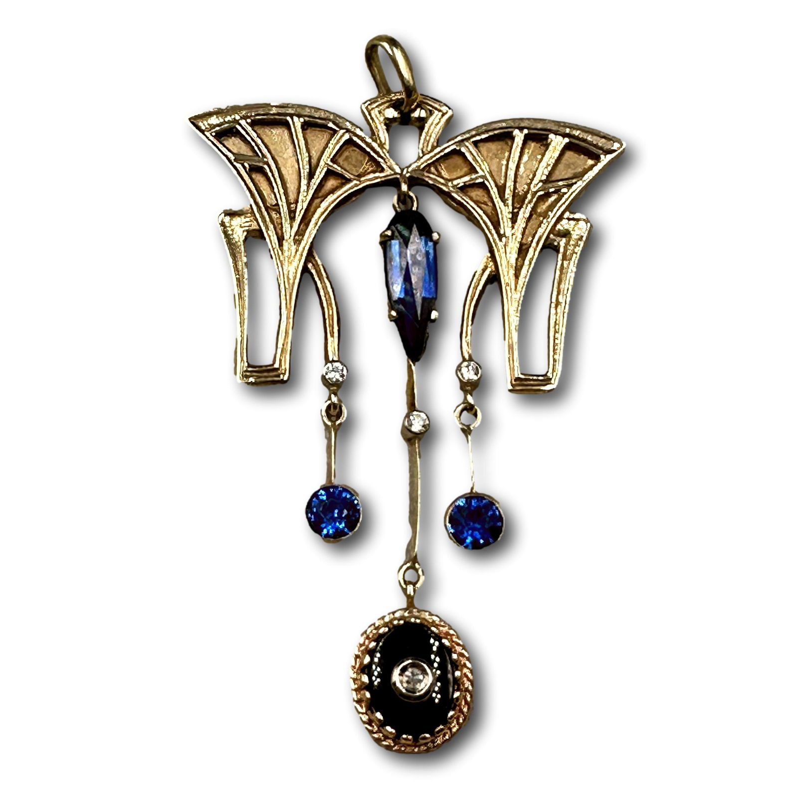 14K Gold Art Deco Pendant (1 of 6)