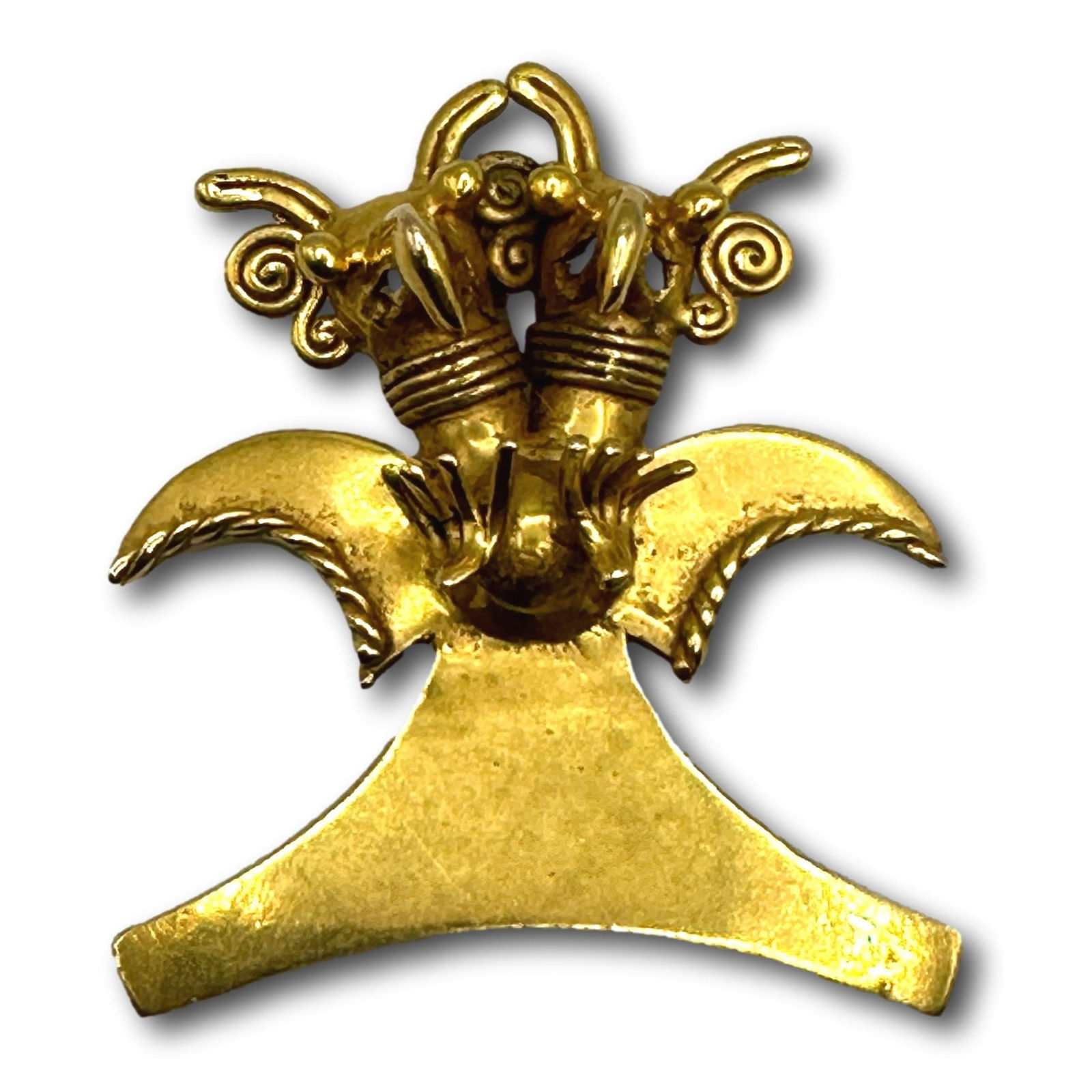 14K Pre-Columbian Style Two Headed Pendant (1 of 6)