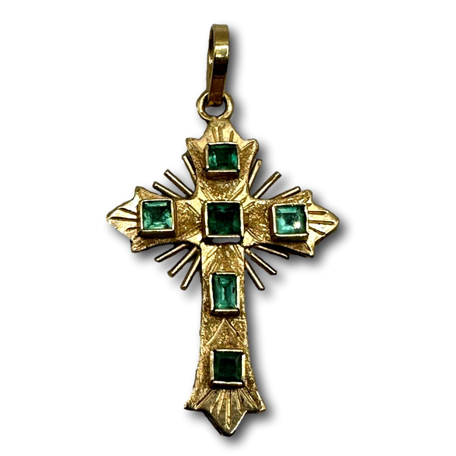 18K Gold and Emerald Cross Pendant (1 of 3)