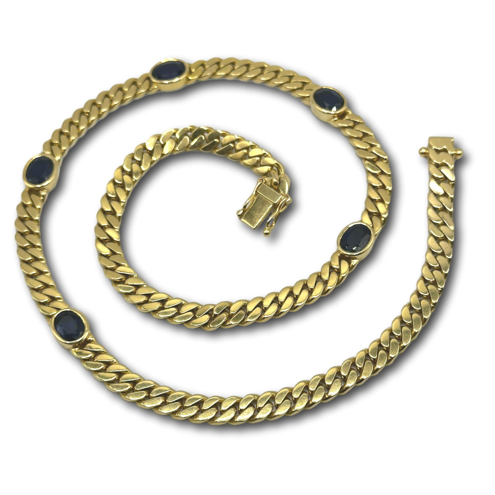 18K Heavy Gold Chain with Blue Gemstones (1 of 5)