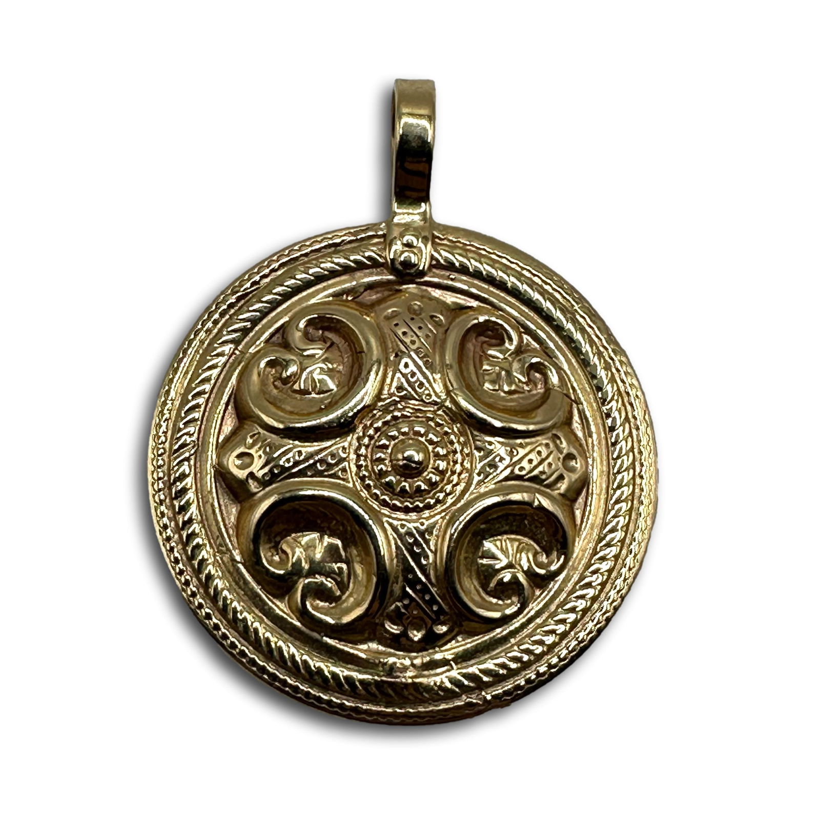 14K Gold Round Shield Pendant (1 of 4)